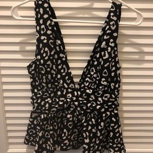 TCEC Leopard Peplum Top